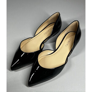 Talbots Patent Leather D'Orsay Flats Womens 8 Black Pointed Toe Shoes Slip On